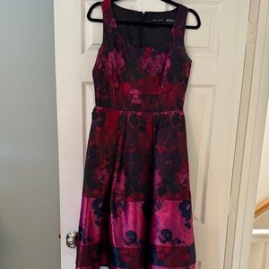 Ivanka Trump Red and Purple Floral Midi Dress